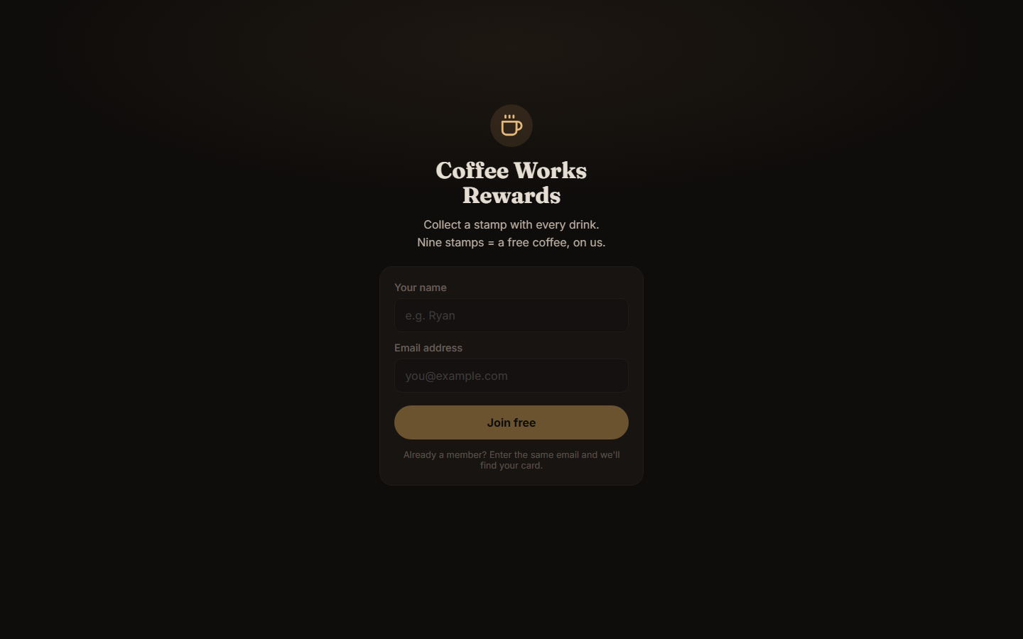 Coffee Works Rewards loyalty app