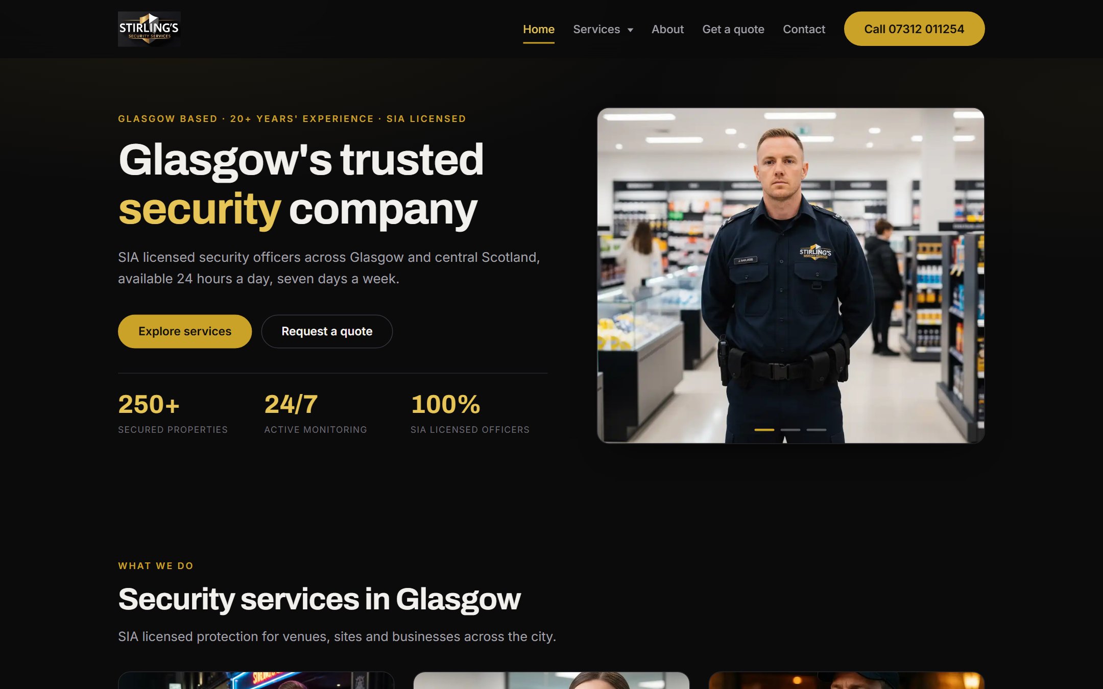 Stirling's Security Services website